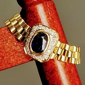 GIA APPRAISED VINTAGE 90S CUSTOM SAPPHIRE 18K STATUS LINK RING